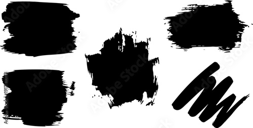 A set of black brush strokes on a white background, perfect for design and artistic projects