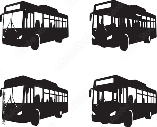  silhouette of a bus vector isolated on white background for urban public transportation and travel concept