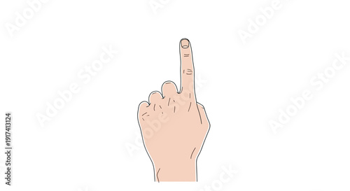 Human Hand with Index Finger Pointing Upward, Isolated on Transparent Background