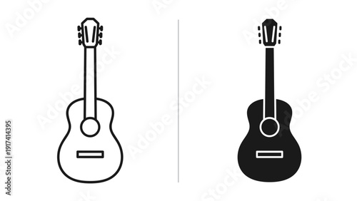A black and white guitar illustration Vector