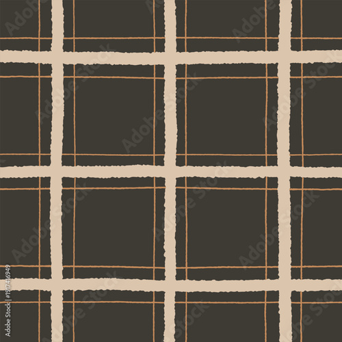 Wallpaper Mural Hand Drawn Beige and Terracotta Plaid on Deep Earth Tone Seamless Pattern Torontodigital.ca
