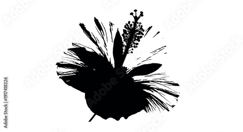 Stylized Hibiscus Flower Silhouette Elegant Tropical Blossom Vector Adobe Illustrator Artwork