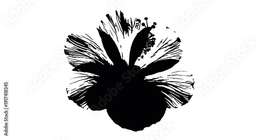 Stylized Hibiscus Flower Silhouette Elegant Tropical Blossom Vector Adobe Illustrator Artwork