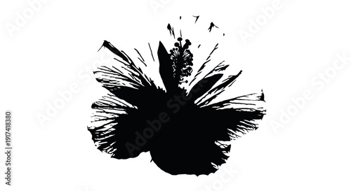 Stylized Hibiscus Flower Silhouette Elegant Tropical Blossom Vector Adobe Illustrator Artwork
