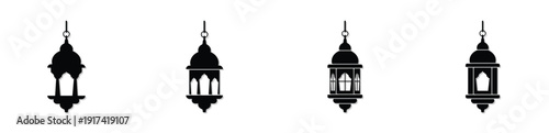 These icons fall under the Flat Vector Silhouette and Pictogram categories. Specifically, they are Cultural/Religious Symbols designed with a minimalist aesthetic