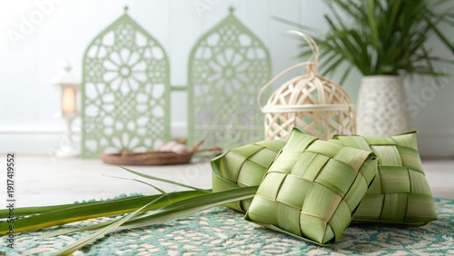 Ketupat rice dish displayed during Hari Raya Aidilfitri celebration