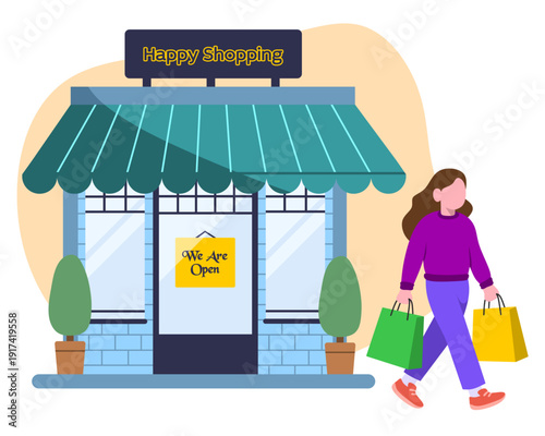 woman after shopping in mall