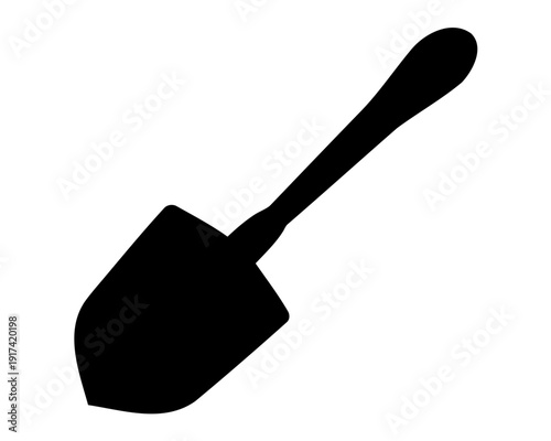 Black silhouette of a sturdy garden shovel, digging tool Vector