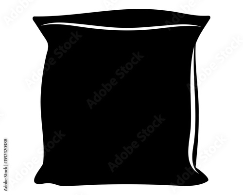 Black silhouette of a sealed generic product bag on white Vector