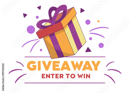 Exciting giveaway promotion with colorful gift box Vector