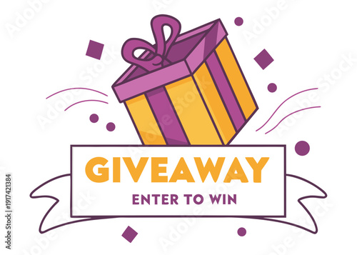 Exciting giveaway promotion with gift box Vector