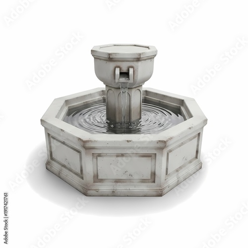 Ornate Stone Fountain with Flowing Water in a Garden Setting