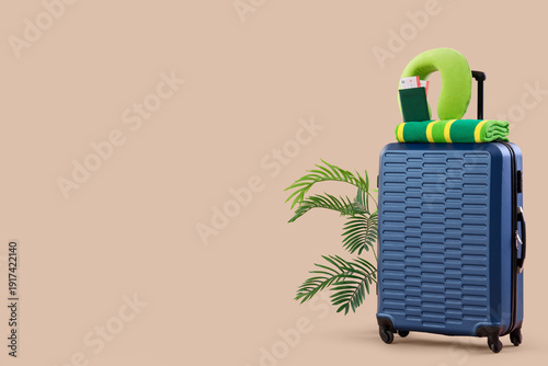 Suitcase with passport, hou...