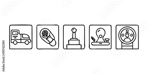 A collection of icons representing various industrial and manufacturing processes