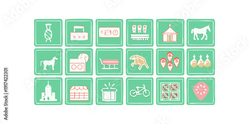 A collection of icons representing various healthcare and medical services