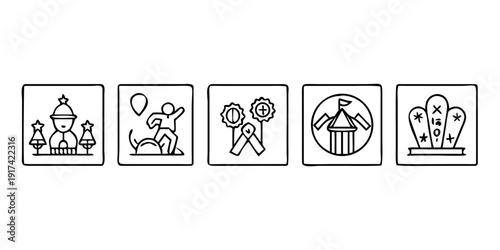 A collection of various icons representing different activities and objects