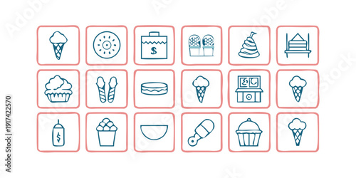 Assorted icons representing various household items and activities