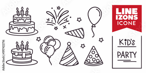 Assorted colorful party decorations for a children's celebration