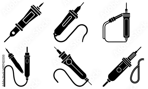Modern electric tattoo machines in various styles and positions