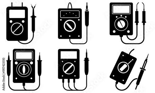 Multimeter icons set for electronics and engineering designs