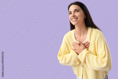 Thankful young woman on lil...