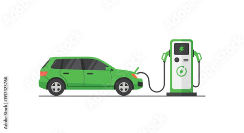 Electric Vehicle Charging Station Illustration