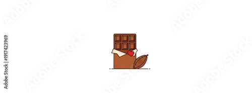 Chocolate bar unwrapped and partially eaten from the side view