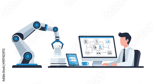 Industrial Automation and Robotics Engineering Illustration
