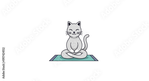 Cat Sitting in Lotus Position Illustration.