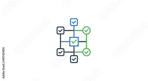 Checkmarks in a flowchart diagram.