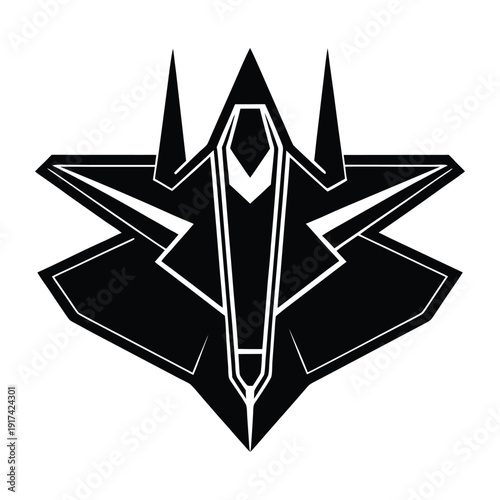 Stealth Fighter Jet Silhouette with Futuristic Design 