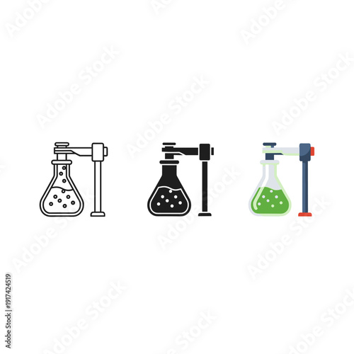 Three laboratory equipment setups with distinct features Vector