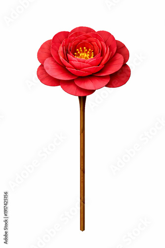 Vector Illustration of Single Camellia Flower Origami Craft