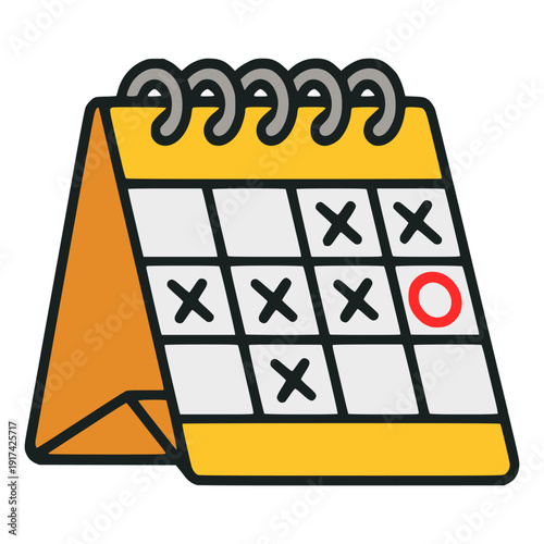 Calendar schedule task work holiday vacation flat color vector illustration template design