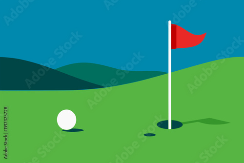 golf court sport nature landscape view background flat color vector illustration template design