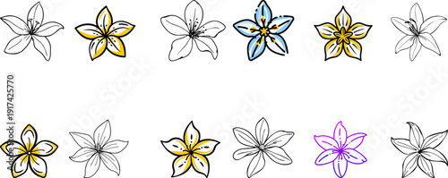 A delightful assortment of intricately designed flowers in various colors and styles isolated on white background