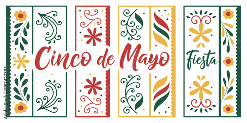 Vibrant cinco de mayo celebration with colorful patterns and festive decorations