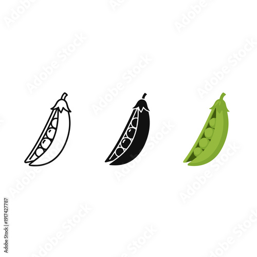 Three peas in a pod in different styles Vector