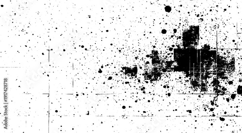 Black and white grunge urban texture vector with copy space. Abstract illustration surface dust and rough dirty wall background with empty template