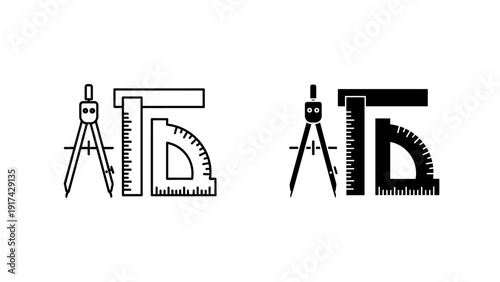 Drafting tools logo with letters at and bd Vector