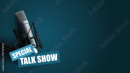Принти на полотні Podcast episode featuring a special talk show with a microphone setup in a studi