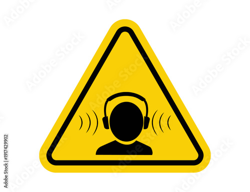 High Noise Level Warning Sign Hearing Protection Required Vector