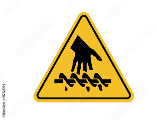 Caution Rotating Parts Screw Conveyor Hazard Sign Vector
