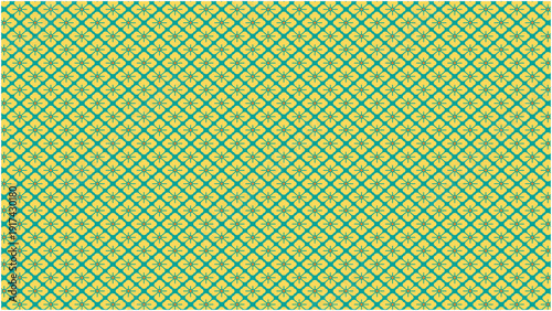 七宝風和柄パターン背景 イエロー×グリーンデザイン素材