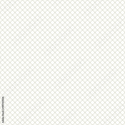 Elegant Islamic quatrefoil lattice seamless pattern on white background