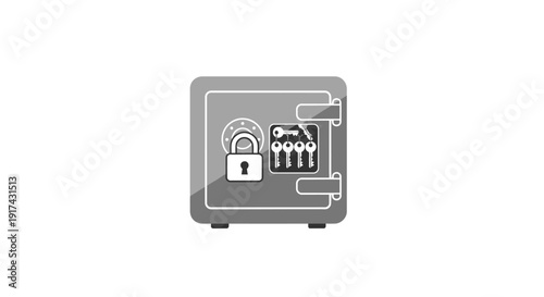 Gray metal safe with lock.