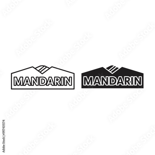 Mandarin logo design with black and white color scheme Vector