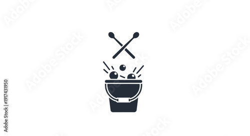 Drumming Icon with Mallets and Drum.