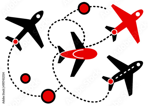 Aerial network of airplanes in synchronized formation Vector