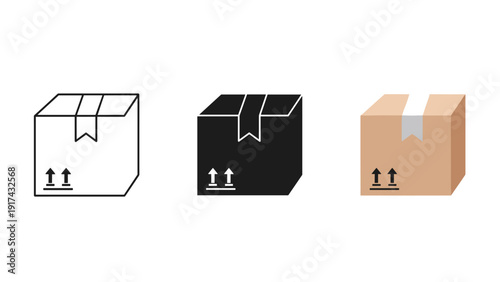 Three boxes with handling instructions Vector
